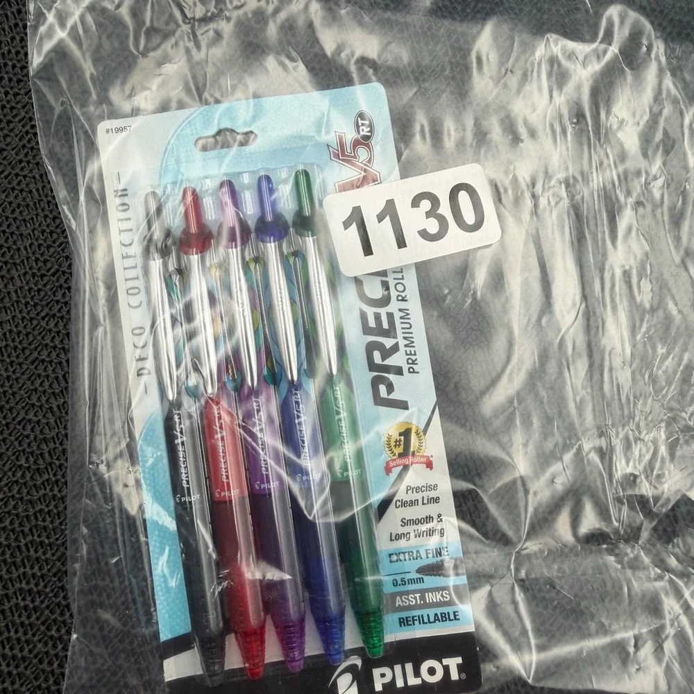 Pilot Precise V5 RT Premium Rolling Ball Pens Extra Fine 0.5mm Assorted 5 Count
